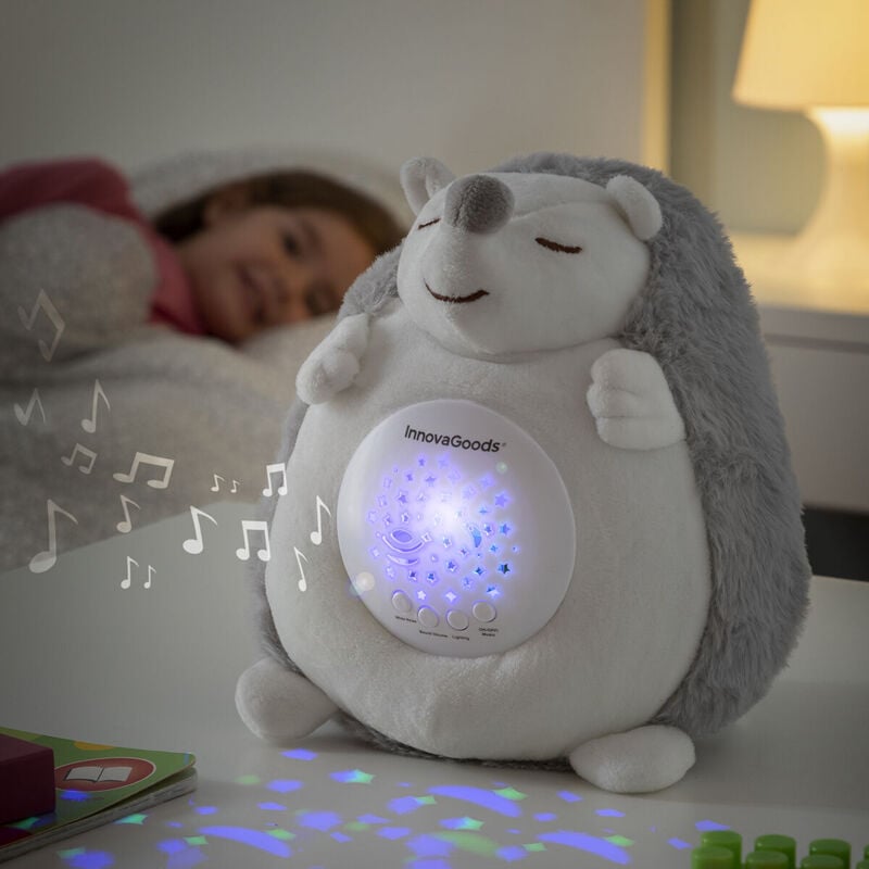 Innovagoods - Hérisson en Peluche avec Bruit Blanc et Veilleuse Spikey