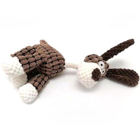 Jouet en peluche marron pour chien, idéal pour soulager l'ennui et soulager les douleurs molaires.
