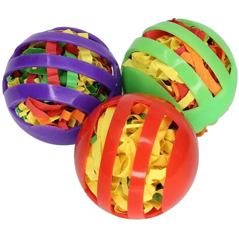 Jouet en plastique en forme de cloche pour oiseaux avec papier coloré, ensemble de 3 jouets pour perroquets