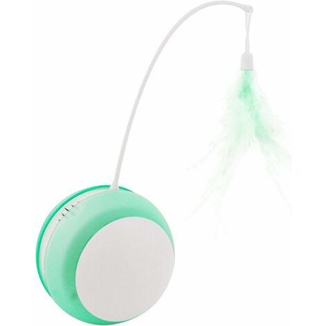 Jouet Gobelet Chat Jouet électrique pour Chat avec Boule Anti-Chute LED Plume, Canne à pêche à Roulement Automatique pour Chat Drôle Fournitures pour Animaux Vert