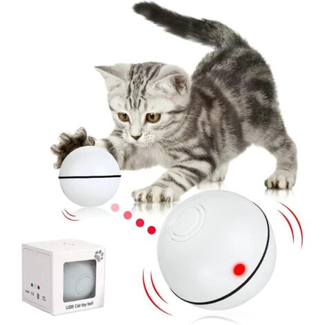jouet Interactif Blanc Pour Chat Avec Dtection D'obstacles Et Minuterie Led Rechargeable Par Usb - Parfait Pour Les Chats Et Les Chiots