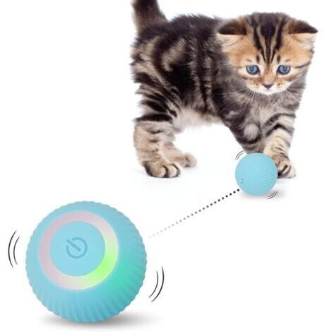 Jouet interactif bleu intelligent pour chat, balle pour chat avec lumières LED, balle rotative automatique à 360°, cadeau amusant pour les chatons