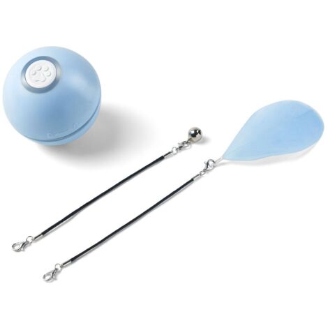 Jouet interactif bleu pour chat, balle intelligente auto-rotative