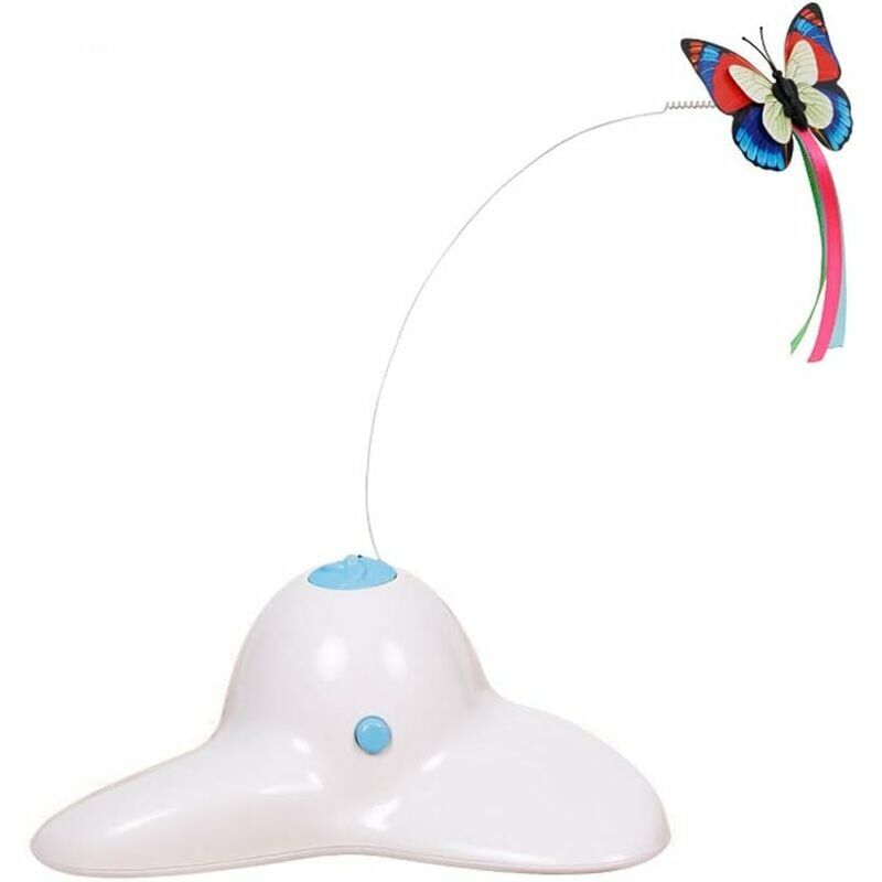 Jouet Interactif D'Intérieur pour Chat avec Papillon Rotatif à 360°(Blanc)