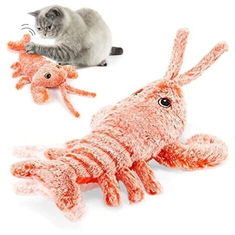 Jouet interactif en forme de homard pour chat, jouet pour chat en mouvement activé par le mouvement, avec paquets d'herbe à chat, rechargeable par USB, lavable, jouet d'exercice en peluche pour