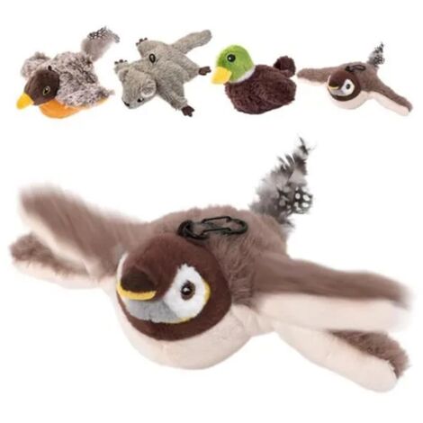 Jouet interactif - Moineau - Oiseau chanteur - Coton naturel - Rechargeable par USB - Spécialement conçu pour les chats