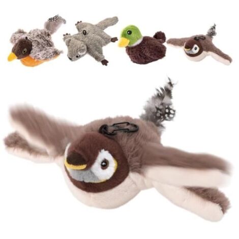 Jouet Interactif - Moineau - Oiseau Gazouillant - Coton Naturel - Rechargeable USB - Pour Chat