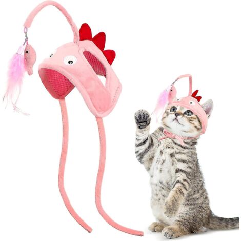 Jouet interactif pour chat Cat Teaser à fixer sur la tête, design ajustable, rose chat