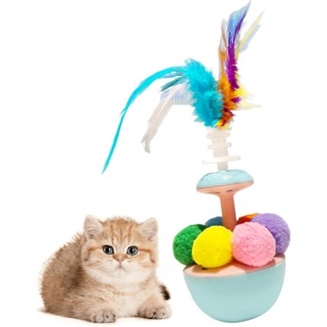 Jouet interactif pour chat en intérieur - Équilibre avec plumes - Balle