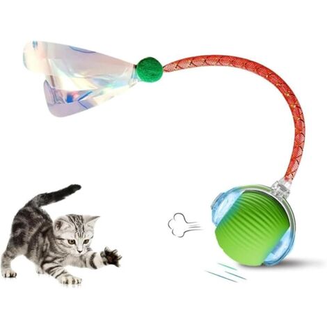 Jouet interactif pour chat - Jouet électrique intelligent rechargeable - Balle de jeu automatique avec queue - Pour l'intérieur et l'extérieur