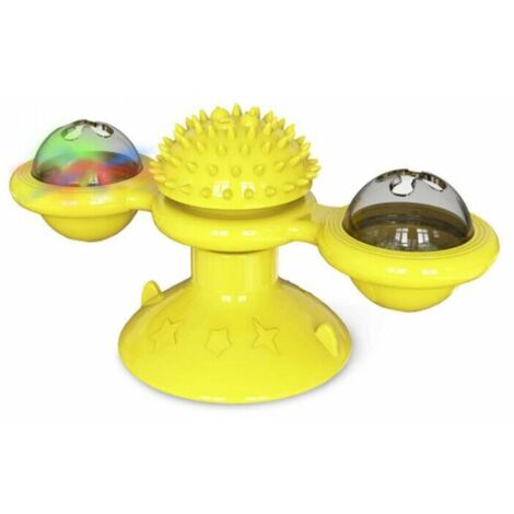 Jouet interactif pour chat, jouet multifonction grattant chatouillement brosse jeu amusant pour animaux de compagnie avec jaune clair