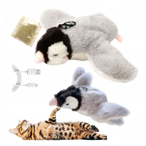 Jouet interactif pour chat oiseau volant avec son sur USB avec herbe à chat