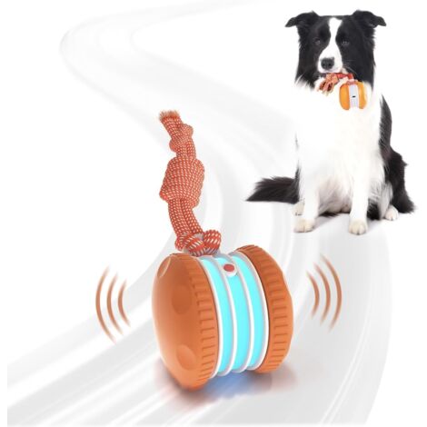 Jouet interactif pour chien, un jouet roulant électrique à mouvement aléatoire avec une corde, adapté aux chiens de petite, moyenne et grande taille. Jouet activé par l'action pour lutter contre l'enn