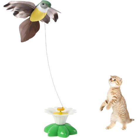 Jouet interactif pour Oiseaux pour Chats, Jouet interactif Amusant pour Oiseaux Volants électriques rotatifs,Rotation à 360 degrés (Medium,Oiseau)
