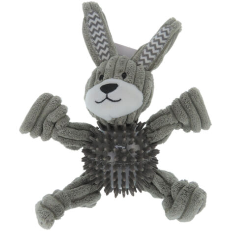 Jouet lapin Gommy gris, avec balle picots TPR, 25 cm, pour chien - Flamingo