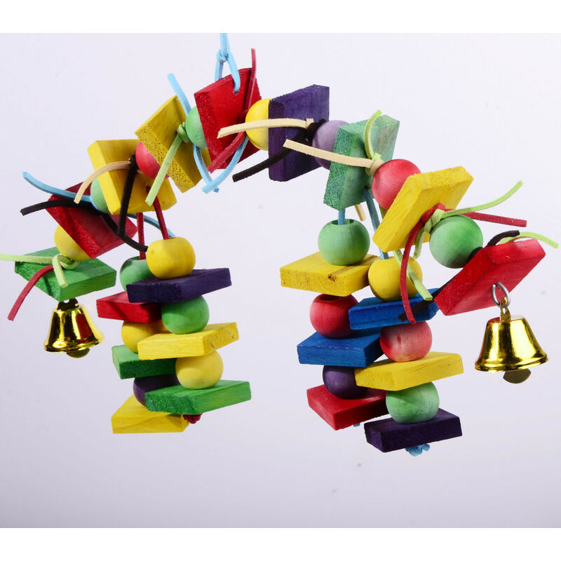 Jouet à mâcher pour grands perroquets multicolores en bois naturel - Jouets à déchirer pour oiseaux perroquets gris africains (multicolore)