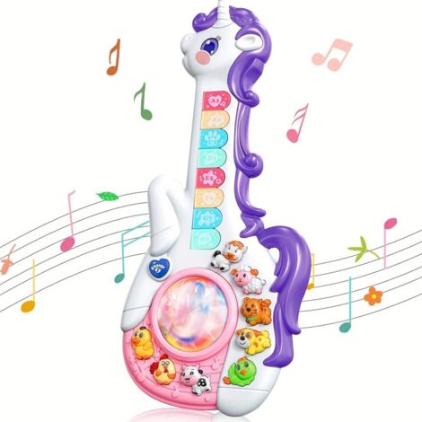 Jouet musical licorne pour fille 1-2 ans : guitare éducative avec lumière et chansons, cadeau anniversaire bébé 12-18 mois