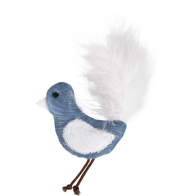 oiseau medy bleu taille 10 x 17 cm jouet pour chat. flamingo bleu