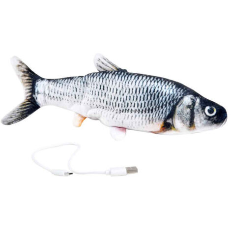 Jouet Peluche pour Chat "Poisson Vibrant" 28cm Gris