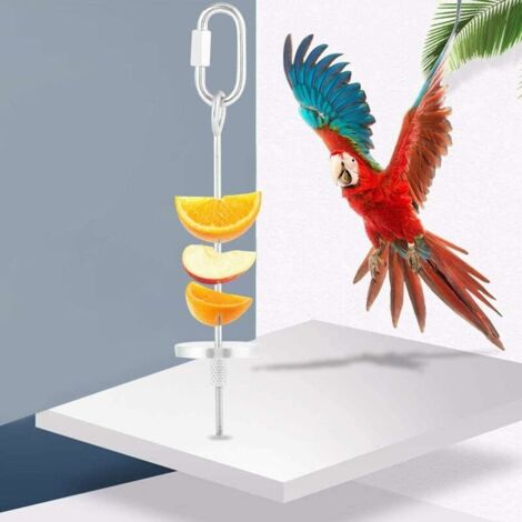 Jouet Perroquet Brochette Acier Inoxydable Perroquet Porte-Fruits Brochette de Perroquet Perroquet Cage Foraging Toy pour Cages à Perruches, Perroquets Oiseaux, Budgies, Perruches (12cm)