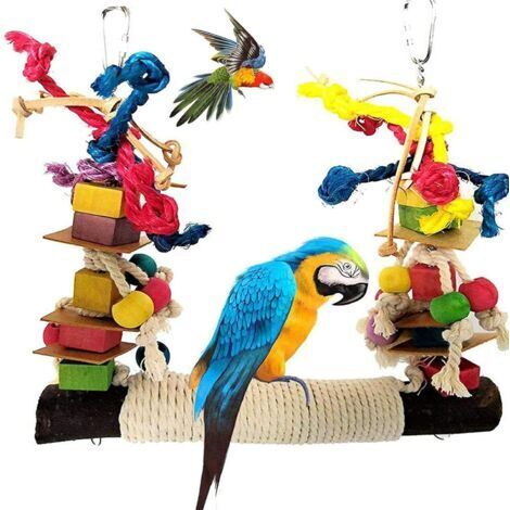 Jouet Perroquet,Jouets pour Oiseaux, Jouet De Morsure De Perroquet, Pont échelles, Balanoire Jouet Oiseau Perché, Escalade Jouet, Décoration Animal Cages pour Perroquets Oiseaux