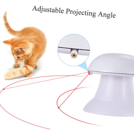 Jouet pour chat 2 en 1 avec lumière, rotatif automatique et interactif, en forme de plume. Divertissement et exercice sûrs pour animaux de compagnie. Conception rotative à 360° avec câble de chargemen