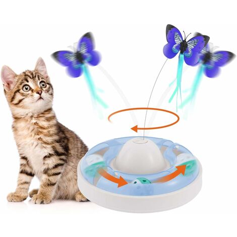 Jouet pour Chat 2 in 1 Jouet Interactif D'intérieur pour Chat avec Papillon Rotatif électrique à 360 ° et Boule de Clochette Jouet Interactif Chat pour Chats D'intérieur Chaton