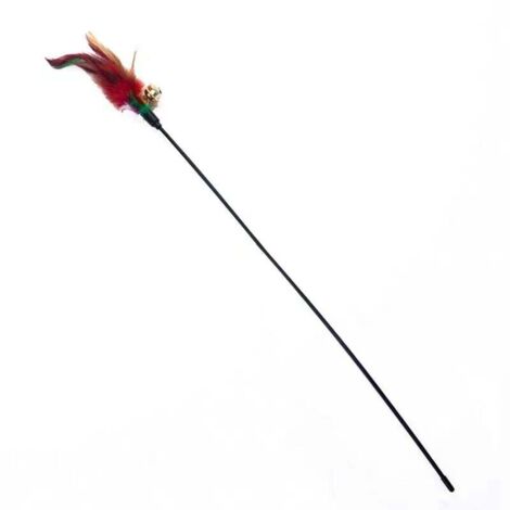 Jouet pour chat avec plumes colorées, long bâton et clochette, divertissement interactif pour chatons, accessoires pour animaux de compagnie