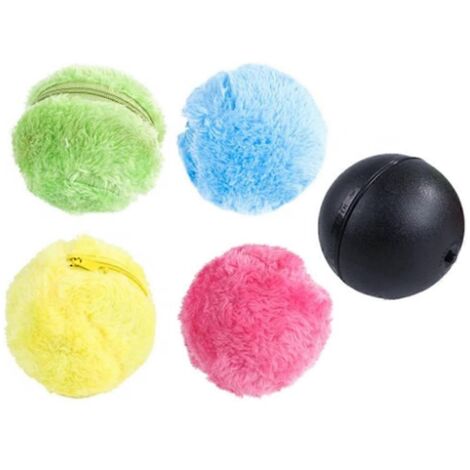 Jouet pour chat balle colorée roulante automatique, boule en fourrure interactive pour chaton, divertissement stimulant.