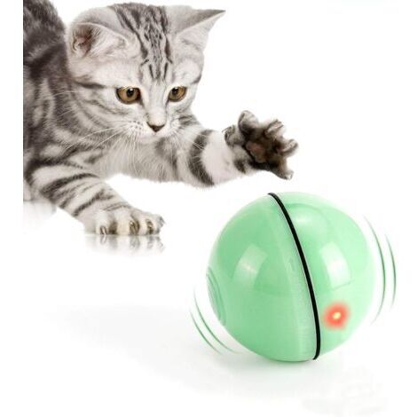 Jouet pour Chat, Balle de Jouets avec lumière LED, Rotation Automatique à 360 Degrés et Chargement USB Jouet Interactif pour Chat, pour Animaux Chien Chatons (Vert Clair)