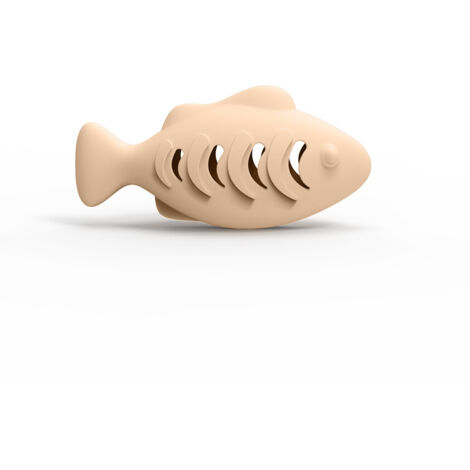 Jouet pour chat beige, 11,9 x 5,7 cm, une pièce, jouet à mâcher, durable, pour la dentition et le divertissement des chats.