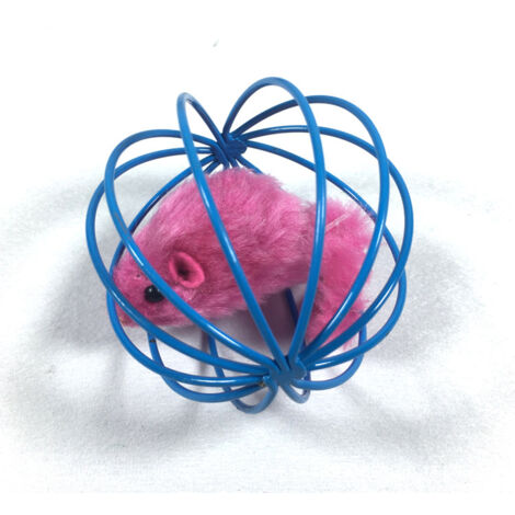Jouet pour chat, boule de souris en peluche, souris en cage, amusant pour jouer et soulager l'ennui, boule à gratter pour chat