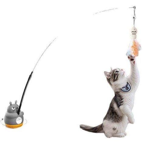 Jouet pour chat Dragon Cat - Bâton rotatif à 360° pour chat fou - Clochette en forme de petite tête de poisson en fil de fer - Jouet relaxant pour chat fou - Jouet pour chat qui se détend - 1 pièce