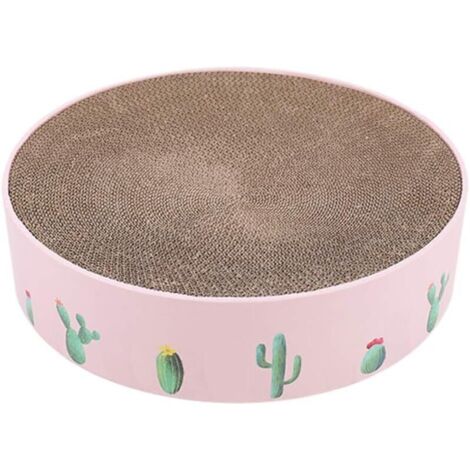 Jouet pour chat en carton ondulé, grattoir à herbe à chat, tapis grattoir à griffes, jouet pour chaton - rose - petit