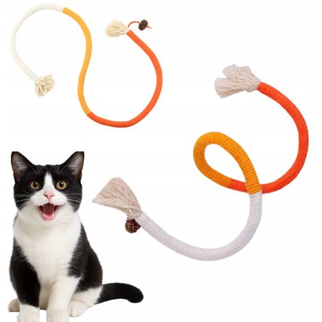 Jouet pour chat en corde avec herbe à chat - 70 cm - naturel, fait main