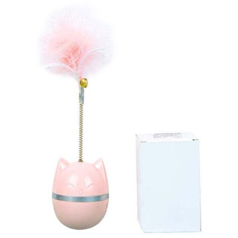 Jouet pour chat en forme de baguette, jouet interactif en plumes pour chat avec clochette pour stimuler l'instinct des chats d'intérieur, chaton rose