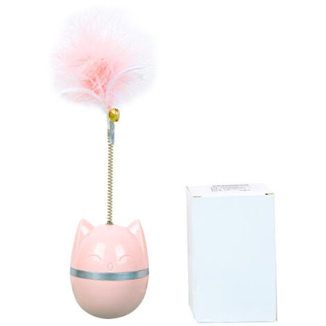 Jouet pour chat en forme de baguette, jouet interactif en plumes pour chat avec clochette pour stimuler l'instinct des chats d'intérieur, chaton rose