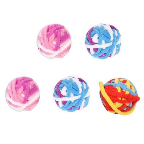 Jouet pour chat en peluche, lot de 6 balles rebondissantes colorées faites main, avec grelot, pour chaton – jouet ludique et stimulant.