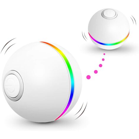 Jouet pour Chat Interactif Balle pour Chat avec LED Lumières 4e Génération Jouets Balle Chat pour Chaton et Chiot, Auto-Rotative à 360 Degrés (Blanc)