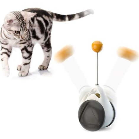 Jouet pour chat interactif intelligent avec boule tournante à 360 degrés Odeur d'herbe à chat automatique Jouet amusant pour chat d'intérieur avec roue tournante