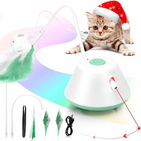 Jouet pour Chat, Jouet d'exercice interactif pour Chat pour Chats d'intérieur, Jouet pour Chat à LED Automatique avec Ressorts, Jouet pour Chat à Mouvement Automatique, 3 Modes