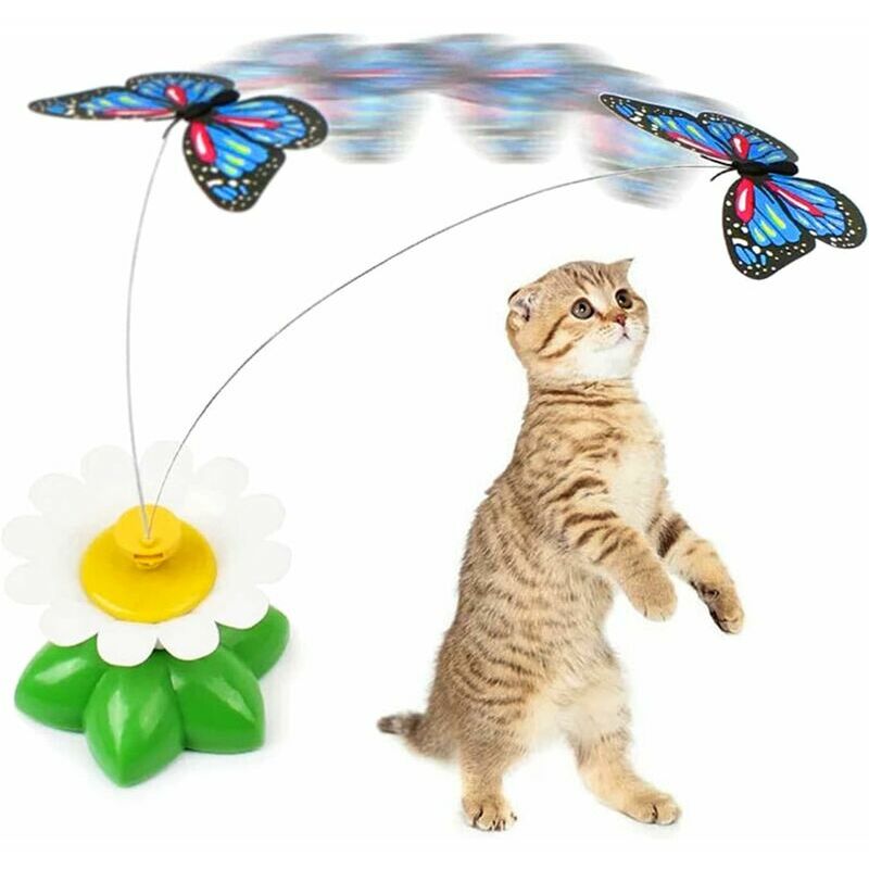 Jouet pour chat - Jouet interactif pour chat - Papillon - Exercice amusant - Électrique - Rotatif - Automatique - Jouet pour chat