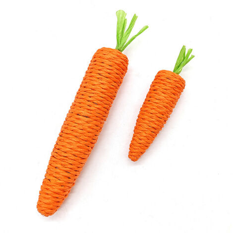 Jouet pour chat orange, longueur 20 cm et 12 cm Deux adorables carottes Jouets à mâcher résistants pour chats