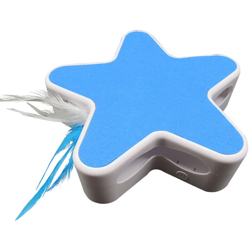 Tlily - Jouet pour Chat Smart Teasing Cat Stick Crazy Game Spinning Turntable Cat Catching Mouse Star Shape Automatic Turntable Cat Toy-Bleu