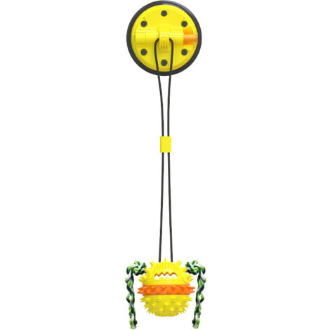 Jouet pour Chien avec Ventouse Vide, Toy Jouet Chien Interactive Indestructible, Multifonction Molaire Snack Balls, pour Chiens Moyens/Grands(jaune)