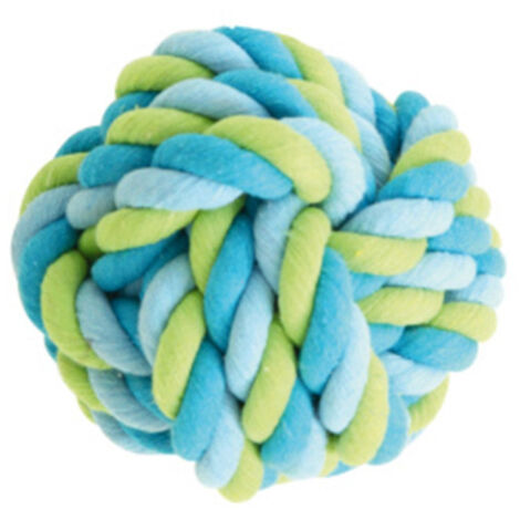 Jouet pour Chien "Balle Corde" 15cm Bleu & Vert