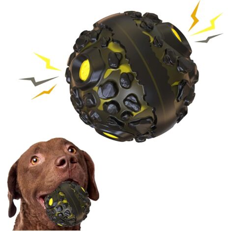 Jouet pour chien, balle indestructible à mâcher en caoutchouc naturel pour le nettoyage des dents, balle interactive couineuse de 12 cm pour chiens moyens et grands