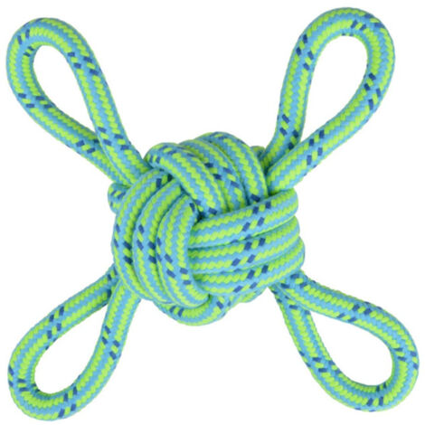 Jouet pour Chien "Corde Nœud 4 Poignées" 35cm Vert