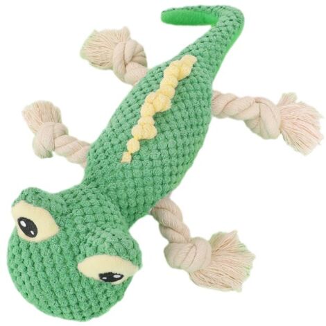 Jouet pour chien en forme de lézard vert émeraude avec son BB pour jeu et stimulation sensorielle