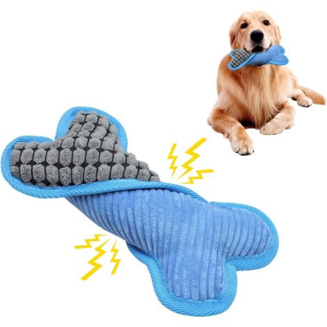Jouet pour Chien en Peluche, Jouet pour Chiots Grinant Durable, Jouet Chien Interactif Doux, Jouet à Macher pour Chien en Forme d'os pour Petits Moyenne Animal de Compagnie-Fei Yu